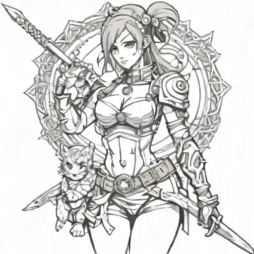 Sexy Female Warrior With 2 Kids