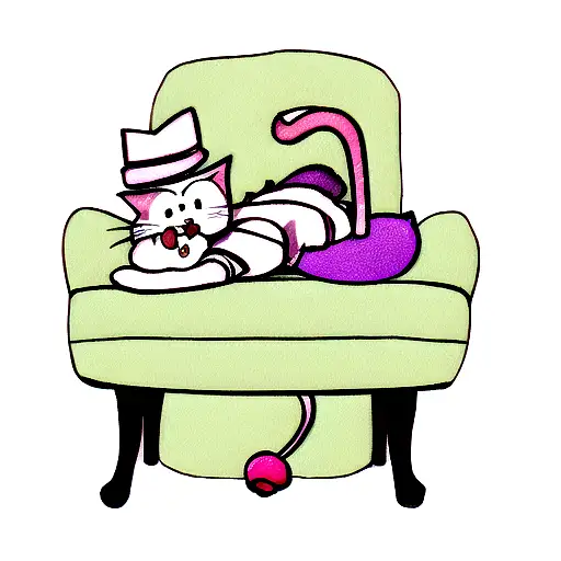 Cat In Hat With Lollypop In His Mouth