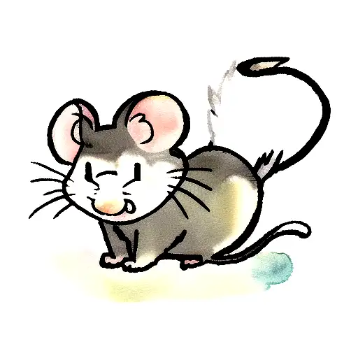 Cute Rat Watercolor Sniffing
