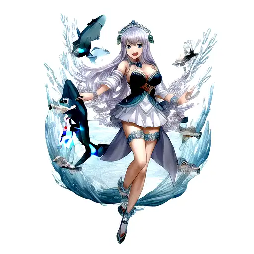 Water Goddess With Sharks Around Her