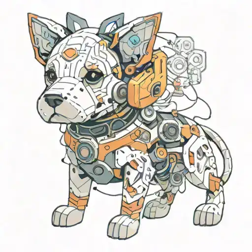 An Android Dog Companion With Circuitry Designs Integrated Into Its Fur
