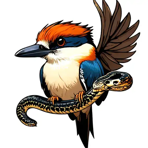 Kookaburra Holding A Snake