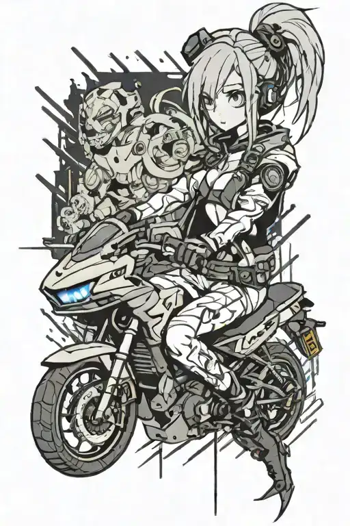 Cyberpunk Anime Girl Riding