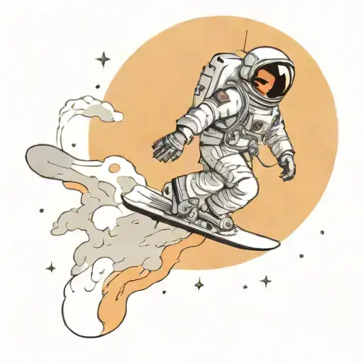 Astronaut Snowboarding Through Space