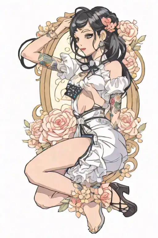 Pinup Girl Sexy No Border Black Hair Full Body