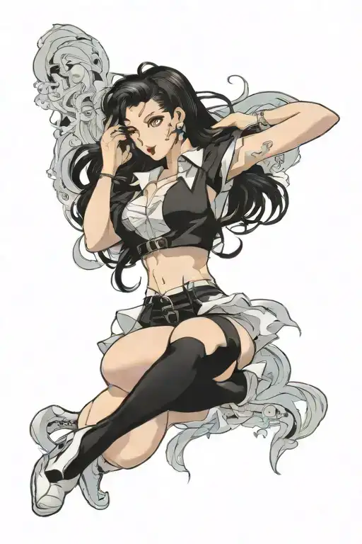 Pinup Girl Sexy No Border Black Hair Full Body Standing