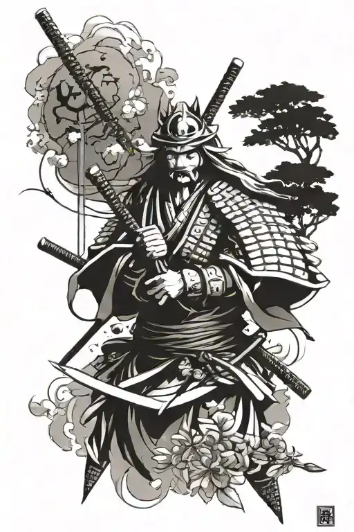 Samurai Black And White