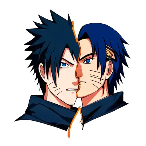 Naruto And Sasuke Half Face