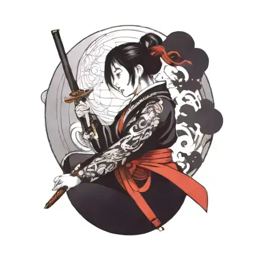 Femme Samourai Cover With Japanese Theme