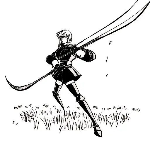 Female Knight Holding A Scythe On A Battlefield