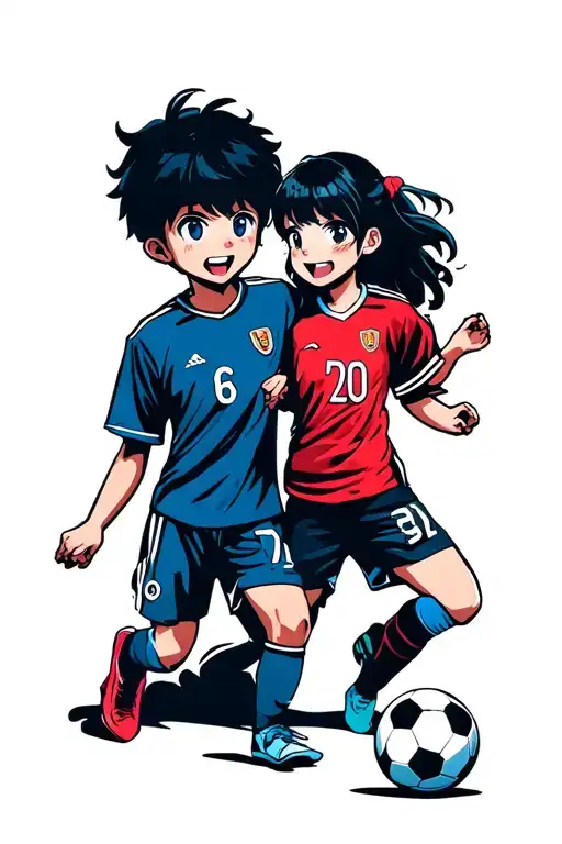 Couple Playing Soccer