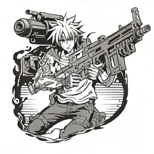 Juzo With A Machine Gun And In Full Growth