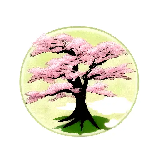 Sakura Tree With A Kitsune