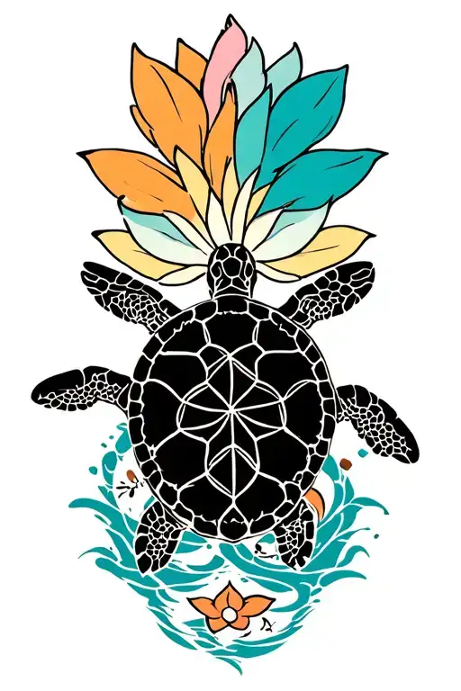 Flower Of Life With Sea Turtle