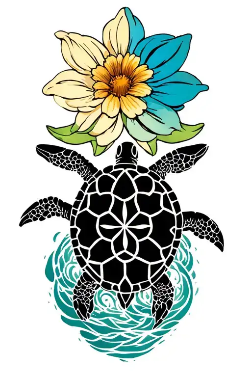 Flower Of Life With Sea Turtle