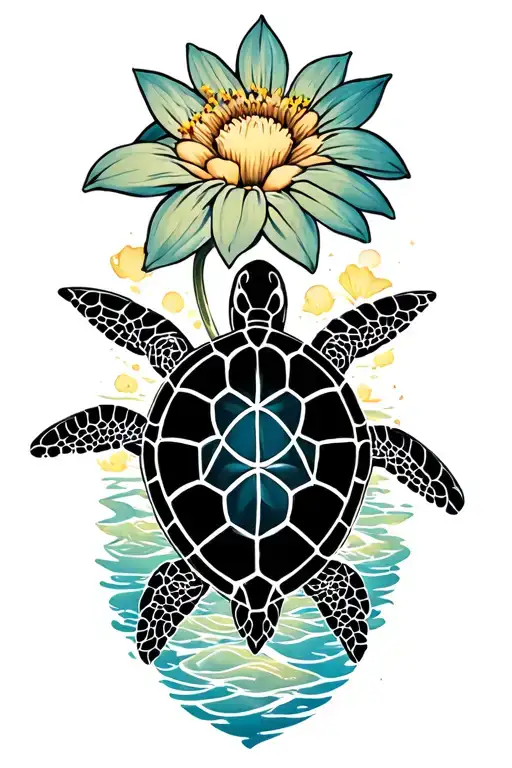 Flower Of Life With Sea Turtle