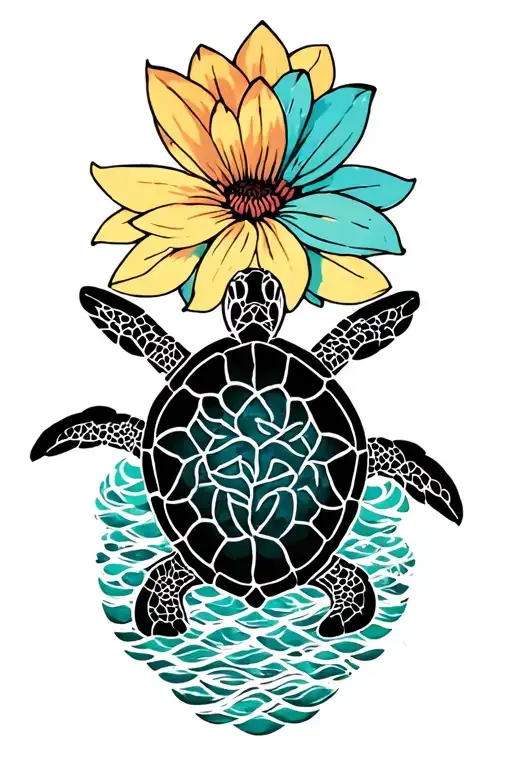 Flower Of Life With Sea Turtle