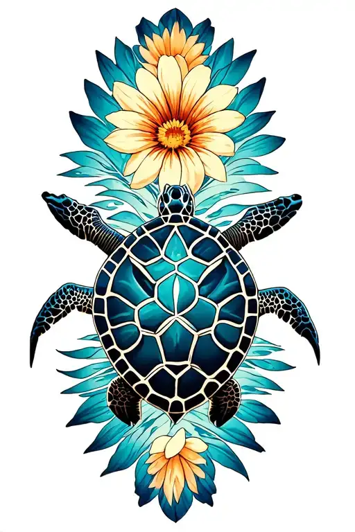 Flower Of Life With Sea Turtle