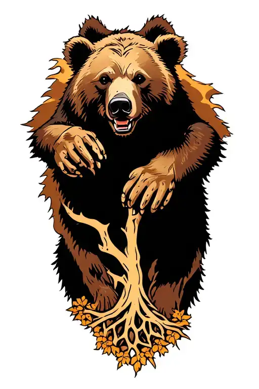 Tree Of Life Bear Emerging Representing Strength