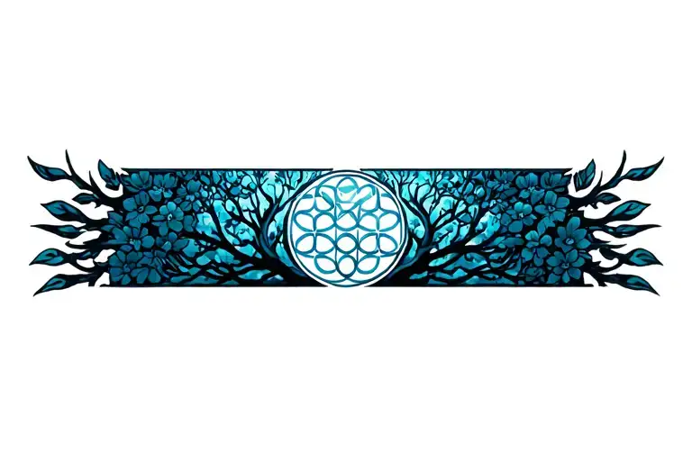 Flower Of Life And Tree Of Life Symbol Intertwined