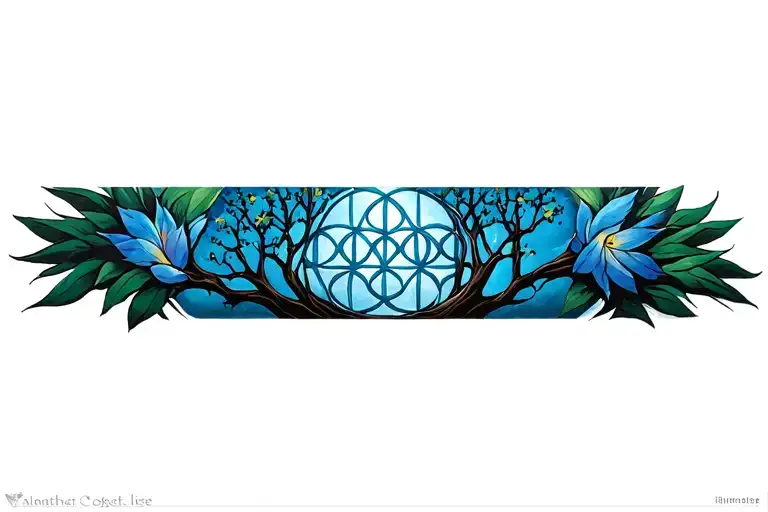 Flower Of Life And Tree Of Life Symbol Intertwined