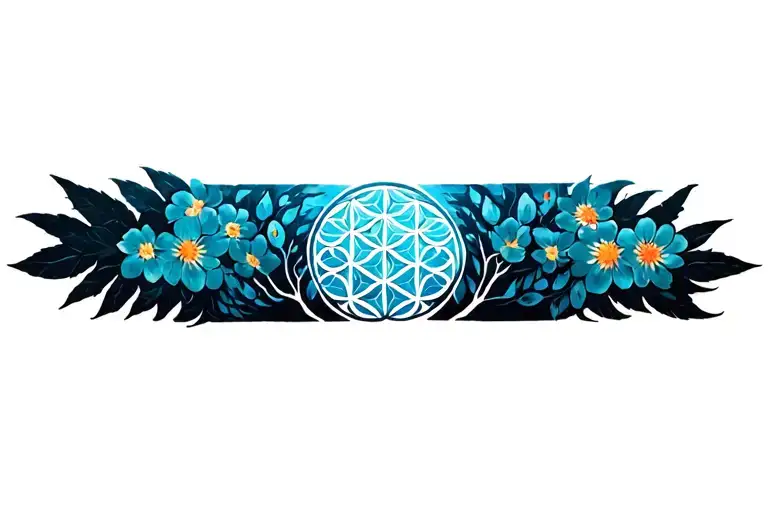 Flower Of Life And Tree Of Life Symbol Intertwined
