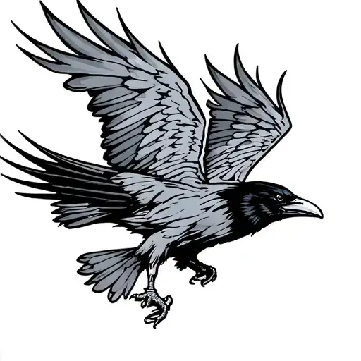 Ferocious Raven Flying