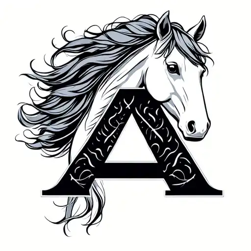 Horse Siluete With Letter A Minimalist