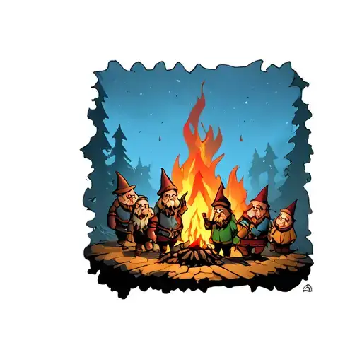 7 Dwarves Around A Fire