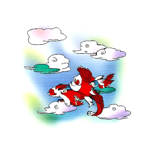 Yakuza Dragons Waves Clouds Koi Fish