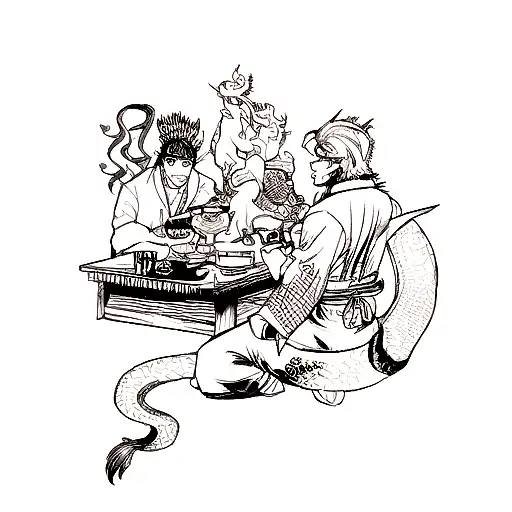 Yakuza Sleeve Tattoo Dragon Eating A Koi Fish And A Samurai Fighting The Dragon