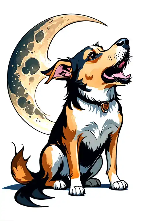 Dog Howling Moon