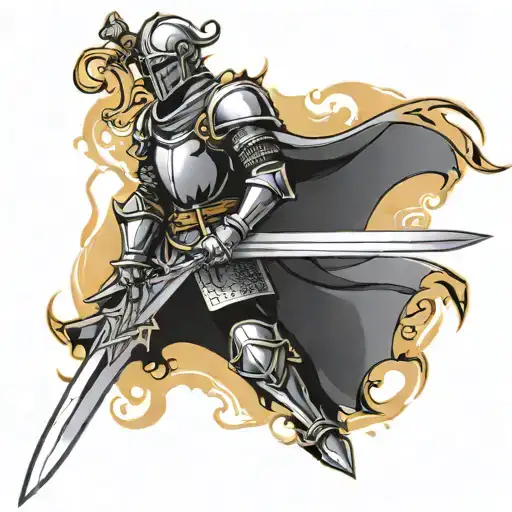 A Knight Holding A Sword Showing His Loyalty