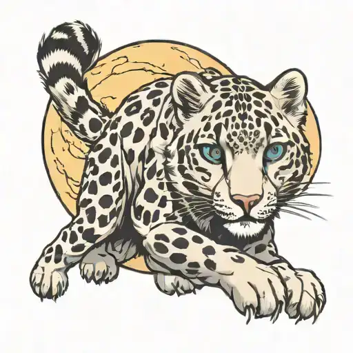 Snow Leopard And Moon