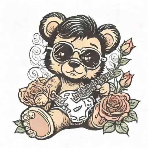 Elvis Teddy Bear With Roses