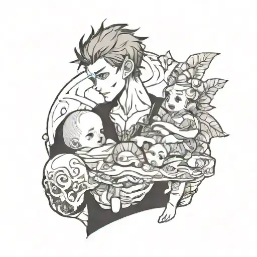 Jack Skellinton With A Baby In His Arms