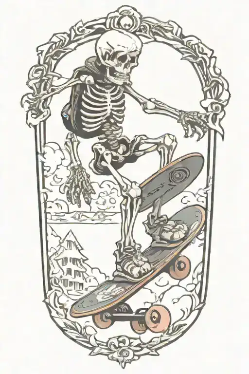 Skeleton Riding Skateboard