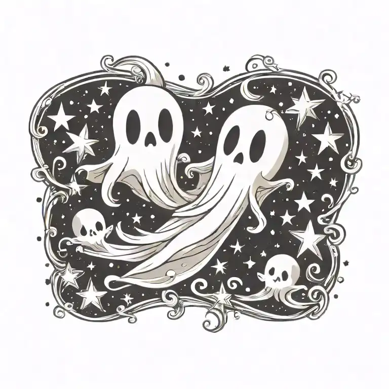 Cartoon Ghost With Stars