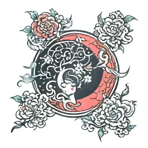 Japanese Red Moon Shining