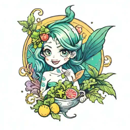 Mermaid Eating A Salad