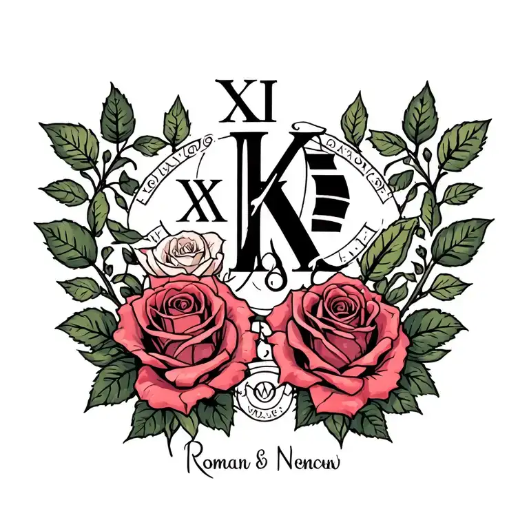 Roman Numerals & Name & Roses