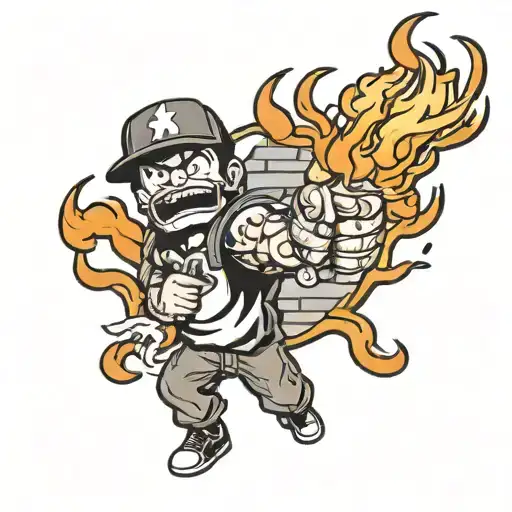A Cartoon Character Throwing A Molotov