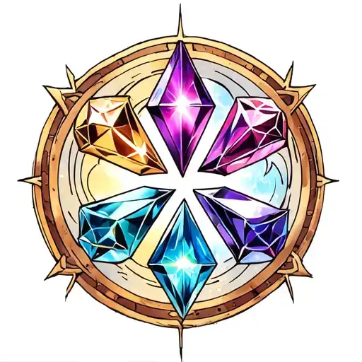 Four Magical Crystals Inside Of A Magic Circle Shape