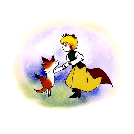 The Little Prince And The Fox In A Rose