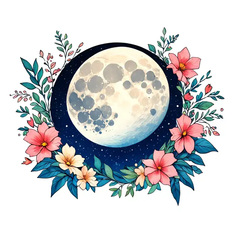 Moon And Flowers