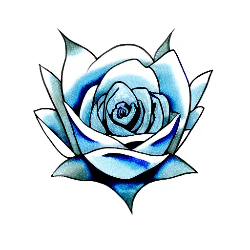 Blue Rose With Leaf