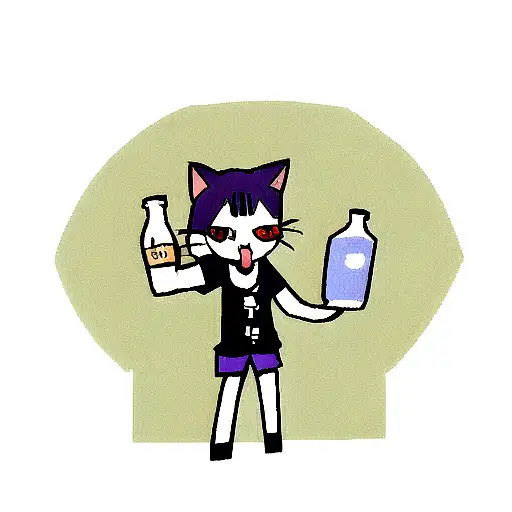 Cat With Bottle Of Beer In Hand