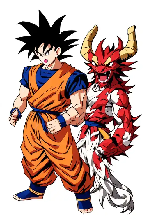 Base Form Goku And Demon Form Melodas