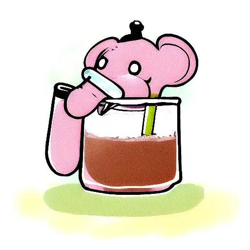 Cute Heffalump Drinking Iced Coffee