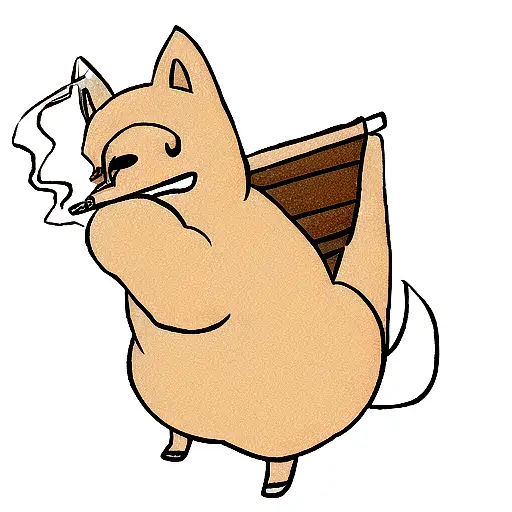 A Little Doge Smoking A Blunt Whilst Holding A Backwood Package